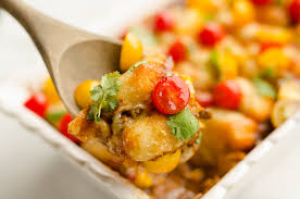 These cheesy nuggets of joy might be better than the real thing. Light Taco Cauliflower Tot Hotdish Healthy Recipe