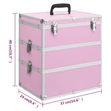 vidaxl make up case 37x24x40 cm pink