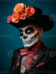 man in day of the dead makeup with