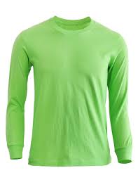 Basic Light Green Crew Neckline Long Sleeves Cotton T Shirt