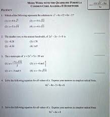 Common Core Algebra Homework