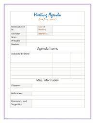 meeting agenda template free printable
