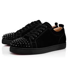 Louis Junior Spikes Black Black Suede Men Shoes Christian Louboutin