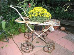 Vintage Garden Cart Basket Plant Stand