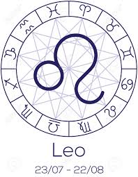 Zodiac Sign Leo Astrological Symbol In Wheel With Polygonal