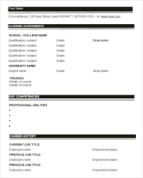 Blank Resume Format Pdf For Freshers Form Of Basic Template