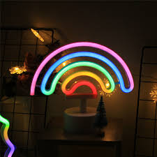 Cute Led Night Light Rainbow Neon Sign Christmas Decorations For Home Neon Lamps For Girls Gift Xmas Cactus Lamp Dropshipping Night Lights Aliexpress