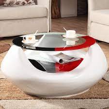 White Round Coffee Table With Storage