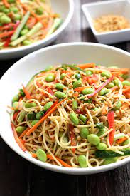 cold noodle salad with peanut sauce and