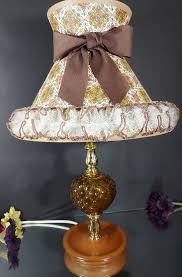 Amber Glass Lamp With Shade Vintage