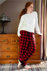 fleece lined flannel lounge pants red