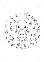 Crush rainy day boredom with free printable kawaii paper dolls & coloring pages. Coloring Pages Black And White Cute Kawaii Hand Drawn Turtle Royalty Free Cliparts Vectors And Stock Illustration Image 146302559