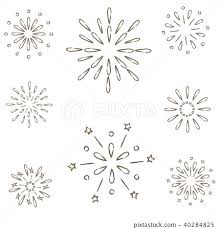 easy line drawing fireworks stock