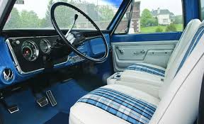 carpeting bucket seats a console cloth inserts and bright pedal trim were all part of chevrolet s bid to make the 1967 72 trucks more luxurious