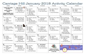 Activity Calendar January 2018 Carriage Hill Health Rehab