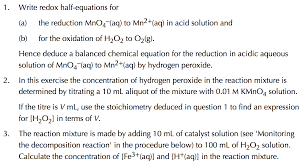 1 Write Redox Half Equations For A