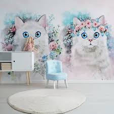 Flower Cat Girl Children Room 3d Photo