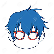 Anime Chico Con Pelo Azul Y Gafas Ilustración Vectorial Ilustraciones svg,  vectoriales, clip art vectorizado libre de derechos. Image 81378571
