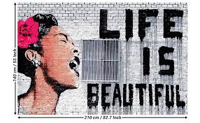 Find the best banksy wallpaper on wallpapertag. Amazon Com Photo Wallpaper Banksy Life Is Beautiful Picture Decoration Pop Art Urban Street Style Graffiti Screaming Woman Stencil Image Decor Wall Mural 82 7x55 1in 210x140cm Home Improvement