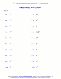 Free Exponents Worksheets