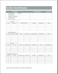 Vacation Travel Itinerary Template Trip Excel Resume Design