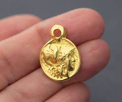 Goddess Athena Charm Gold Coin Charm
