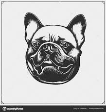 Cute Friendly French Bulldog Portrait Emblem Pets Shop Print