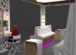 retail mall booth makeup station