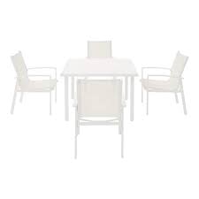 Home Decorators Collection Cooper Springs White 5 Piece Aluminum Commercial Grade Sling Outdoor Dining Set