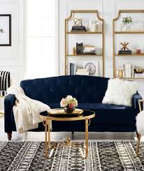 blue velvet sofa living room