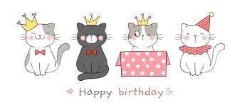 vector draw cute cat for happy birthday