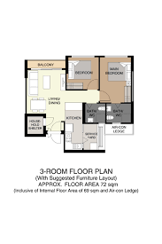 3 room bto hdb flat layout