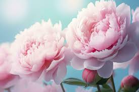beautiful pink large flowers peonies on