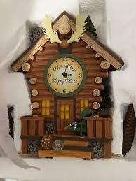 Log Cabin Illuminated Wall Clock With