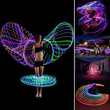 Hydong Led Hula Hoop Dance Fitness Glow Weighted Light Up Hoola Hoops For Adults 24 Color Strobing Changing Led Light 8 Section Detachable Design Portable Hula Hoops 36 Batteries Not Include