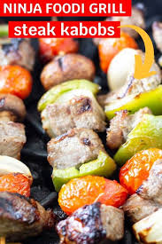 The ninja foodi is still in its infomercial stage, which means it'll take some time before it becomes a household name. Easy Ninja Foodi Grill Steak Kabobs Recipe With Video Bake Me Some Sugar