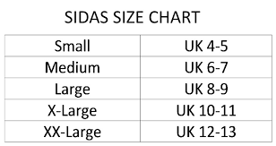Whalley Warm Dry Sidas Size Chart
