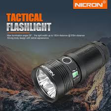 Nicron Crary Bright Tactical Flashlight 12 000lm 346m 30 000cd Super Led Light Torch Waterproof Ip67 29w 18650 Flashlight B400