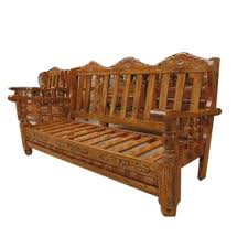 brown wooden three seater sofa at rs