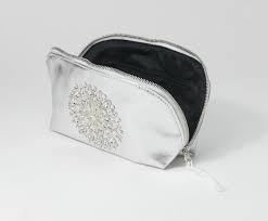 silver cosmetic pouch moroccan leather