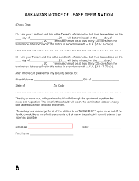 arkansas lease termination letter form