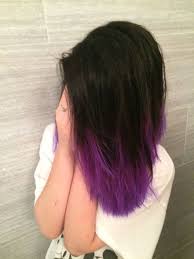 Black and purple hair is one cool combination every brave woman crave for. Picture Of Black Hair With Purple Dip Dye Ends Looks Very Bold It S Your Own Style Statement