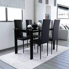 Tansole Black Pu Leather With Metal Frame Dining Chairs Set Of 4