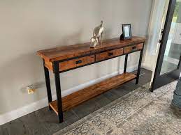 Reclaimed Wood Sofa Table With Drawers