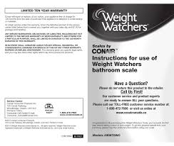 Conair Weight Watchers Instructions For