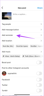 add reminders for insram posts