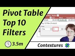 excel pivot table top 10 filter you