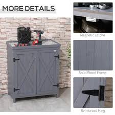 Grey Wood Outdoor Storage Cabinet