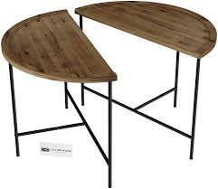 Enjoy free shipping on most also, this coffee table with storage is finished on all sides for versatile placement throughout your home. Brown Rustic Wood Grain And Metal Legs Mdf Modern Farmhouse Style Use Together Or Separately As Side Tables Lavish Home Half Moon Coffee Set Of 2 Living Room Furniture Tables Clinicadelpieaitanalopez Com