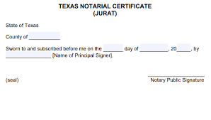 free texas notarial certificate jurat